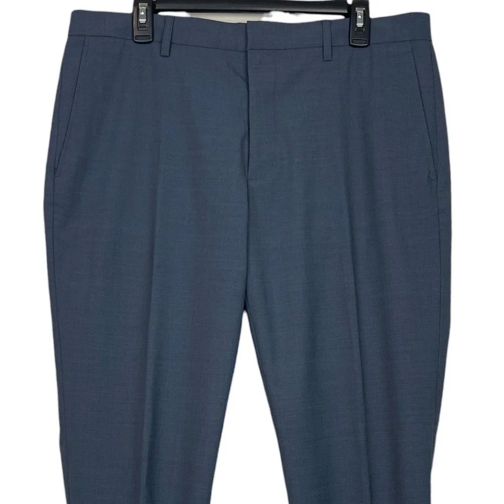 J.Crew Thompson Wool Blend Tapered Dress Pants Mens‎ 35x32 Stretch Blue Check